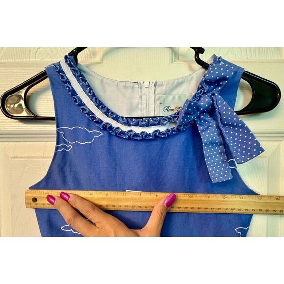 Rare Editions Vintage Pleated Polished Paris Blues Print Dress 10 Little Girl - Picture 8 of 9